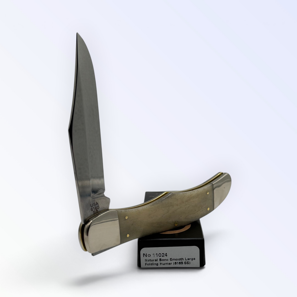 Pigeon Roost Knives Case XX 11024 Folding Hunter with smooth natural bone handle and stainless steel clip blade