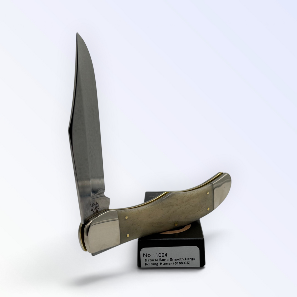 Pigeon Roost Knives Case XX 11024 Folding Hunter with smooth natural bone handle and stainless steel clip blade