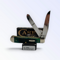 Case XX 39950 Kentucky Bluegrass bone Trapper with pocket clip — both blades open on Case XX box