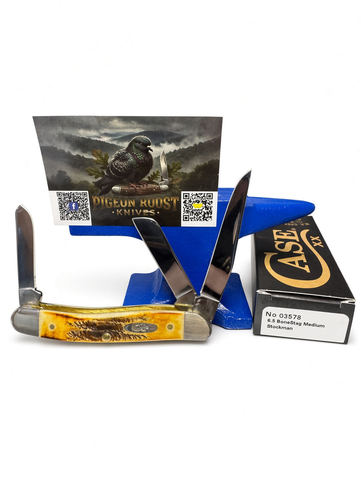 Case XX Medium Stockman with 6.5 BoneStag, SKU 03578 — closed profile on the Case XX box