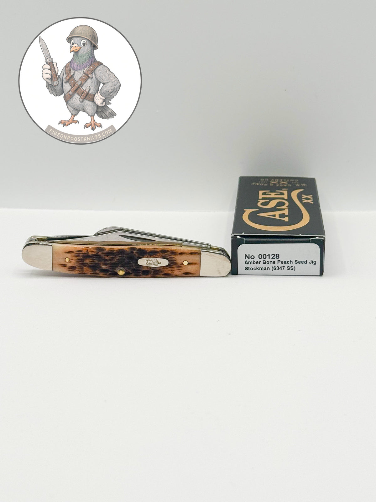 Case XX 00128 Amber Bone Peach Seed Jig Medium Stockman — photo 5