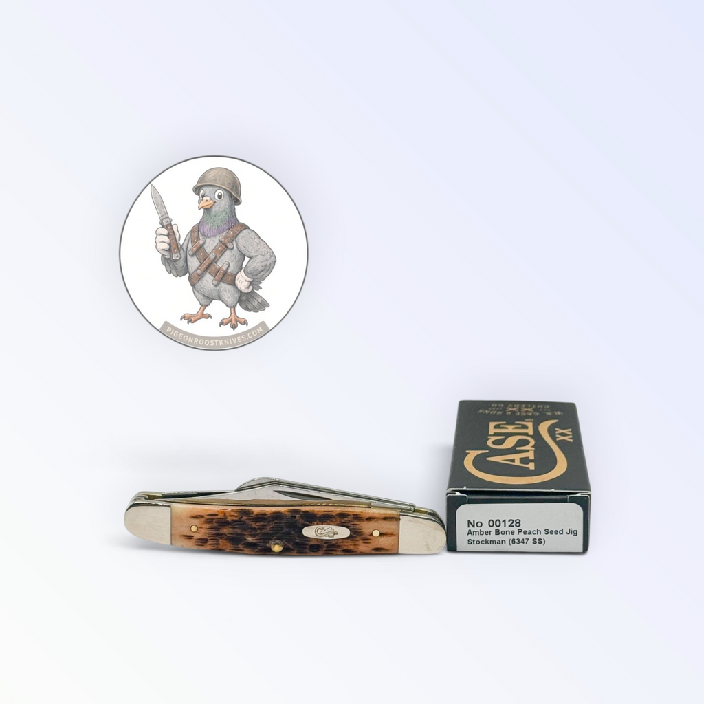 Case XX 00128 Amber Bone Peach Seed Jig Medium Stockman — photo 5