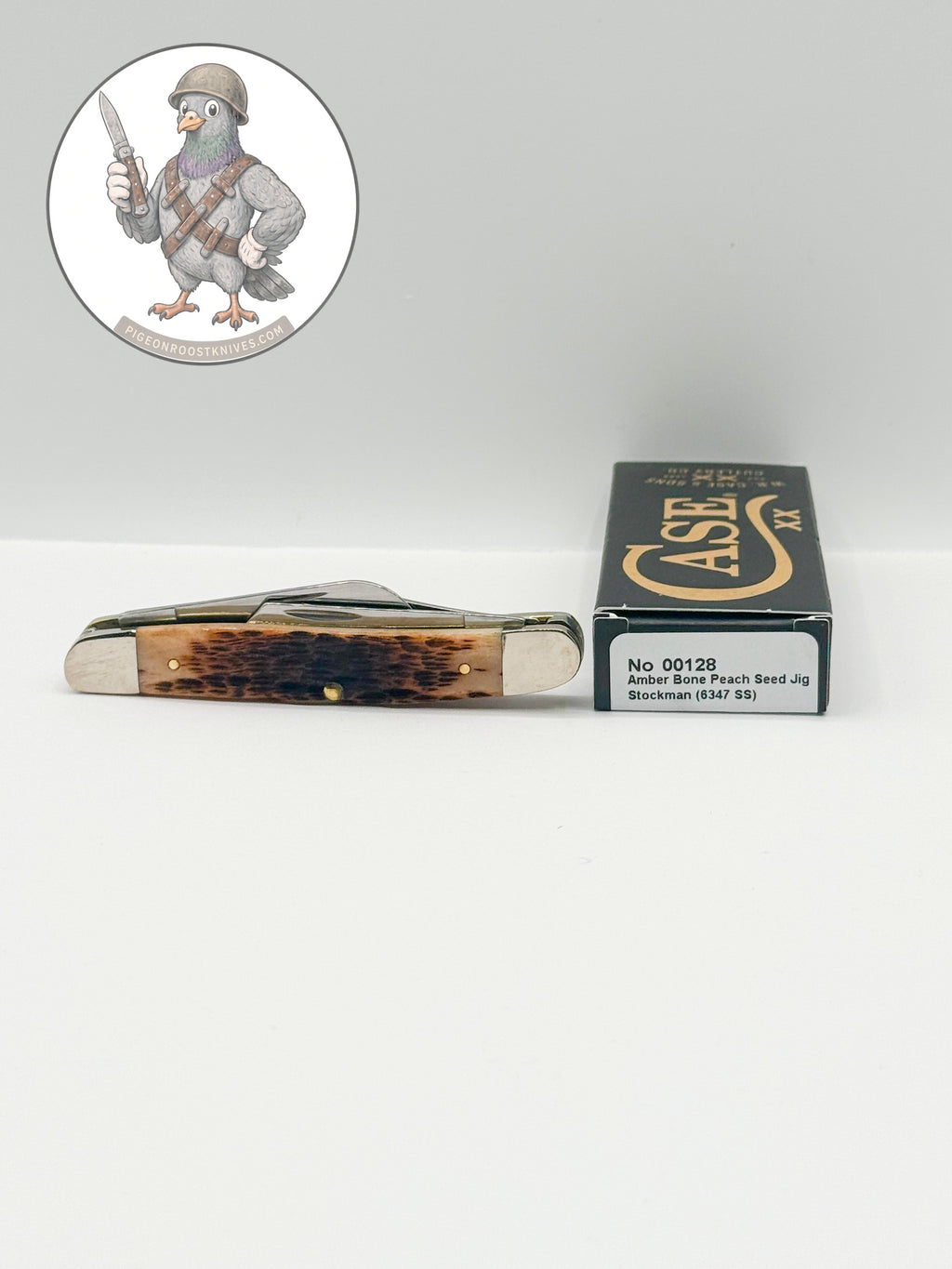 Case XX 00128 Amber Bone Peach Seed Jig Medium Stockman — photo 6