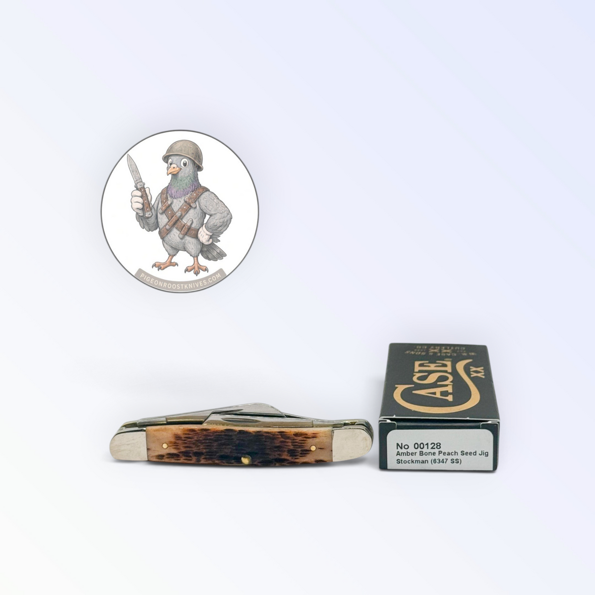 Case XX 00128 Amber Bone Peach Seed Jig Medium Stockman — photo 6