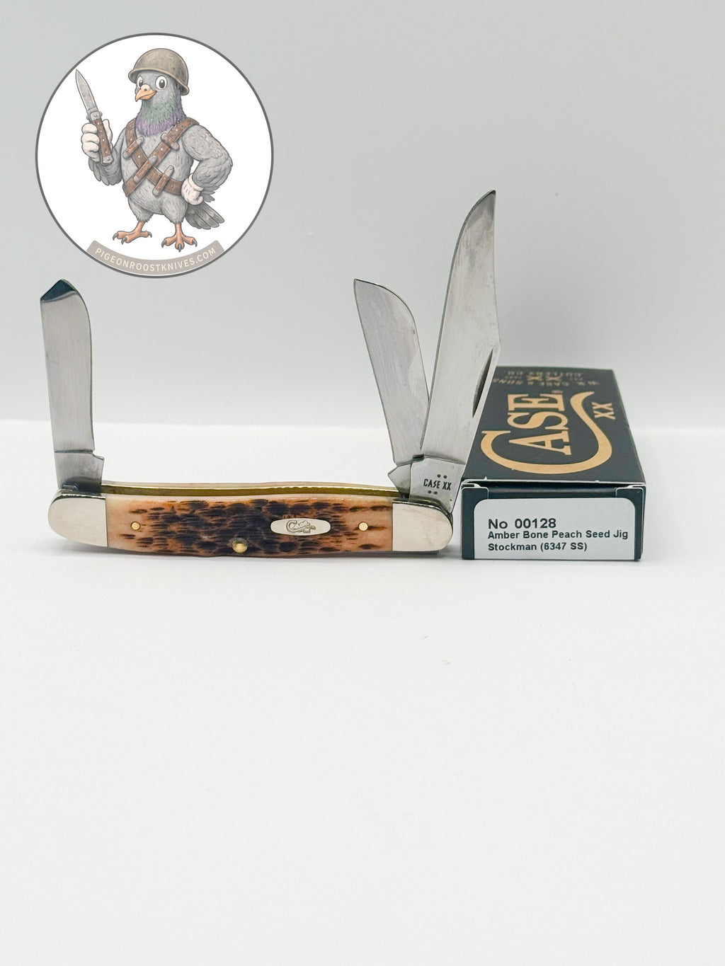 Case XX 00128 Amber Bone Peach Seed Jig Medium Stockman — photo 3