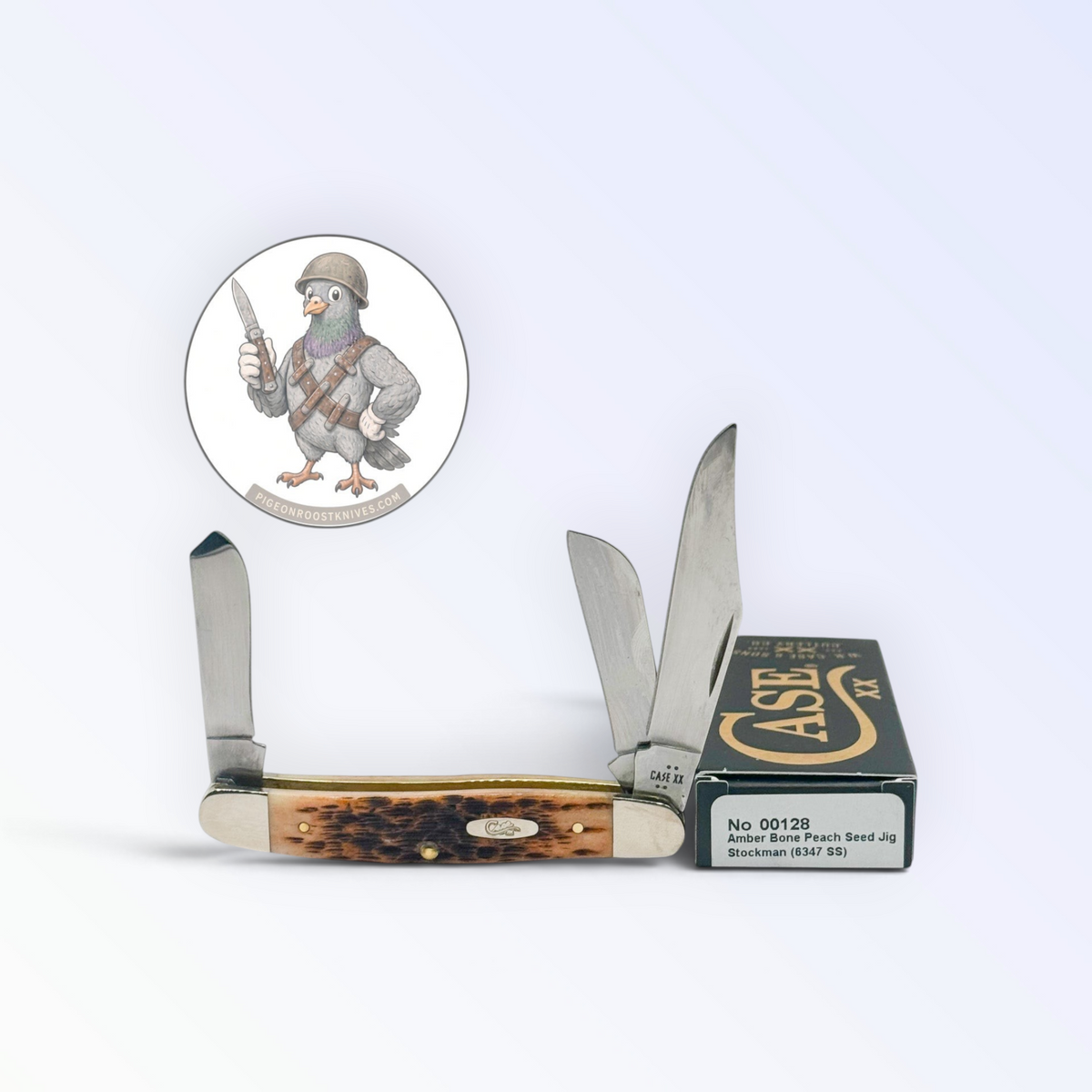 Case XX 00128 Amber Bone Peach Seed Jig Medium Stockman — photo 3