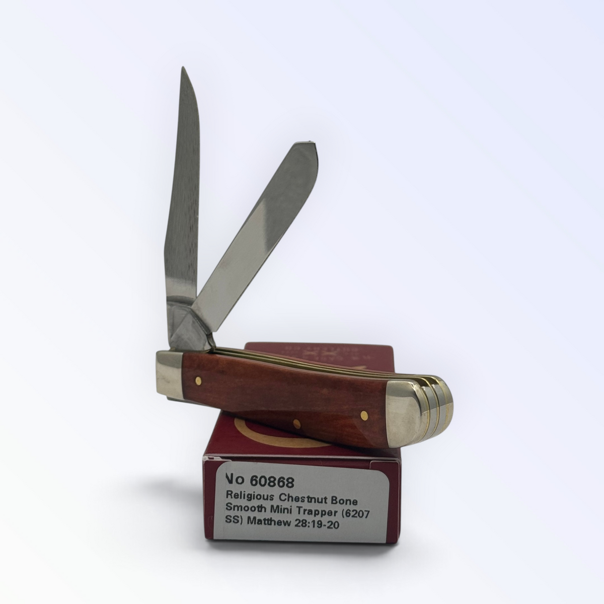 Case XX 60868 – Religious Chestnut Bone Smooth Mini Trapper (Matthew 28:19-20) — photo 4