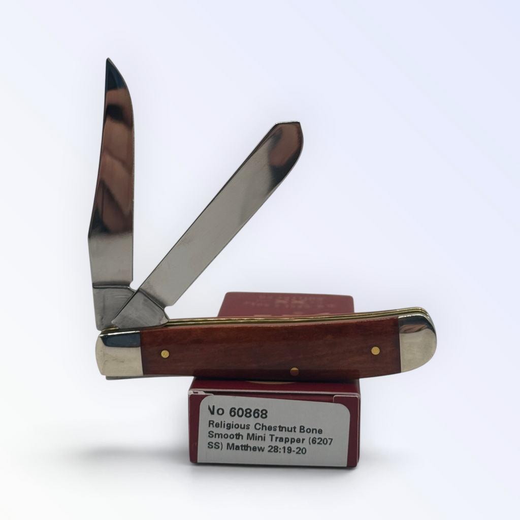 Case XX 60868 – Religious Chestnut Bone Smooth Mini Trapper (Matthew 28:19-20) — photo 5