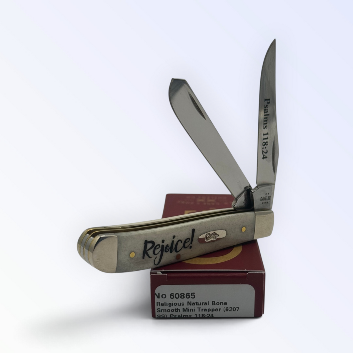 Case XX 60865 – Religious Natural Bone Mini Trapper (Psalms 118:24) — photo 2