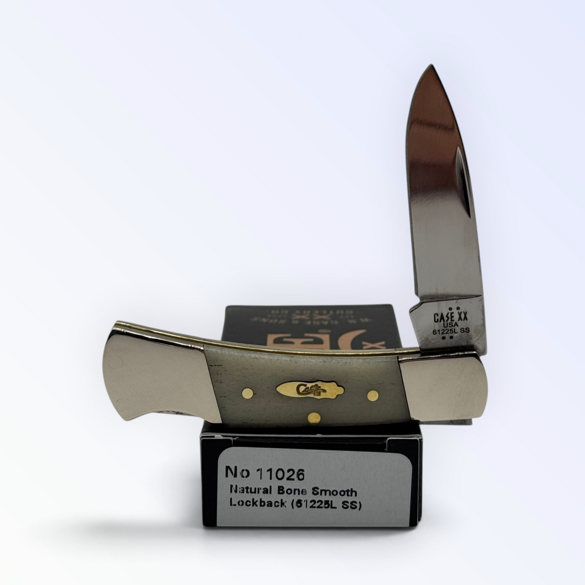 Pigeon Roost Knives Case XX lockback pocket knife with smooth natural bone handle and stainless steel drop-point blade