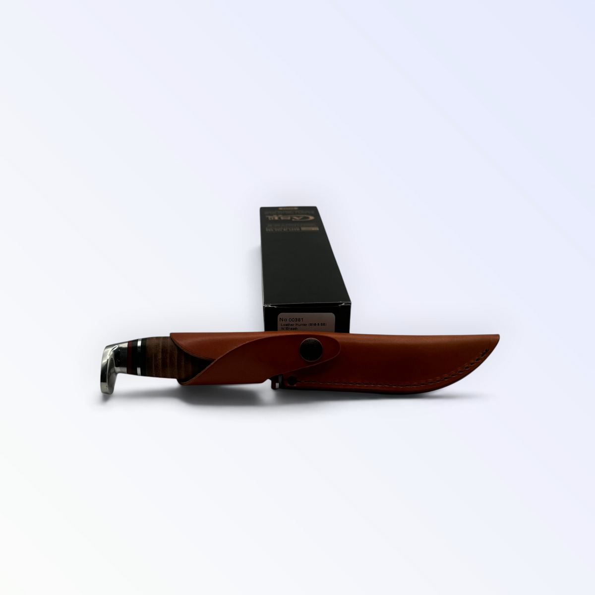 Pigeon Roost Knives Case XX Slim Fixed Blade Hunter with polished leather handle and brown leather belt sheath