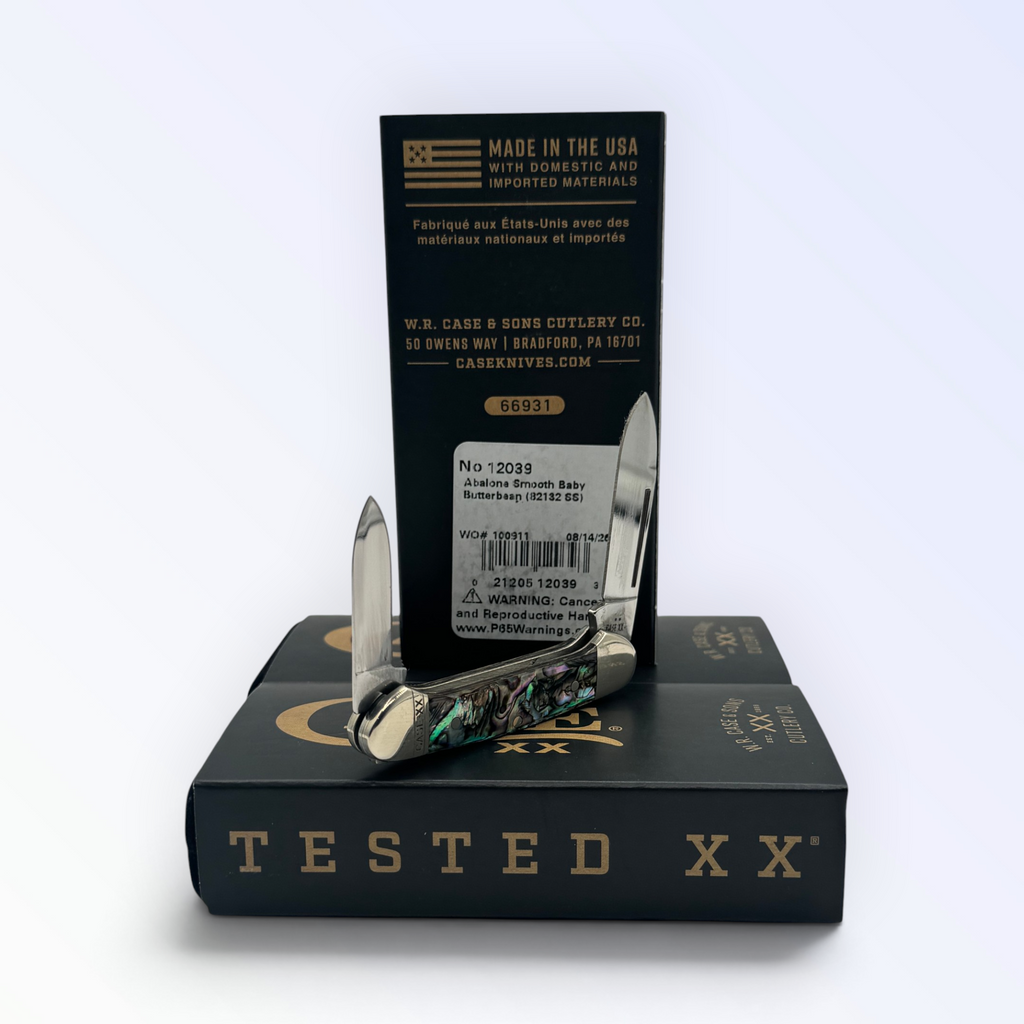 Case XX Smooth Abalone Butterbean, SKU 12039 — closed profile on the Case XX box