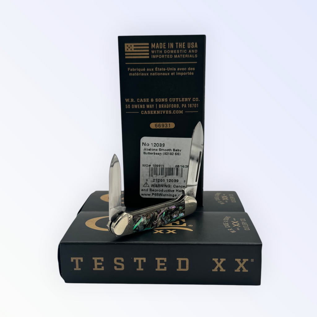 Case XX Smooth Abalone Butterbean, SKU 12039 — closed profile on the Case XX box