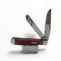Pigeon Roost Knives Case XX Trapper pocket knife with dark red peach seed jigged bone handle and two carbon steel blades