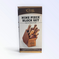 Case XX 10249 nine-piece walnut cutlery block set — retail box showing knives in wood block