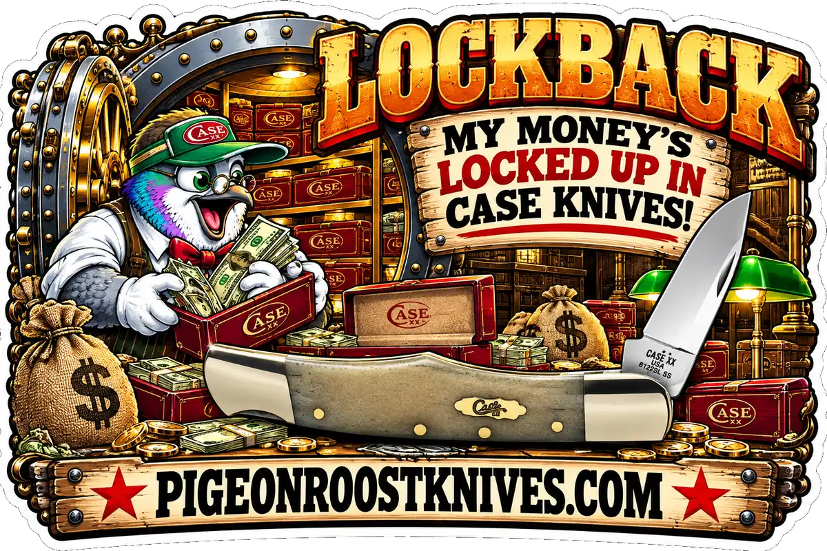 Case XX Lockback pocket knife – Pigeon Roost Knives pigeon mascot