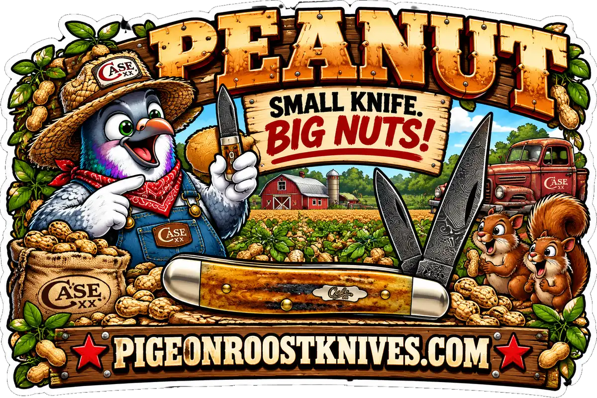 Case XX Peanut pocket knife – Pigeon Roost Knives pigeon mascot
