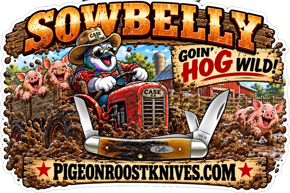 Case XX Sowbelly pocket knife – Pigeon Roost Knives pigeon mascot