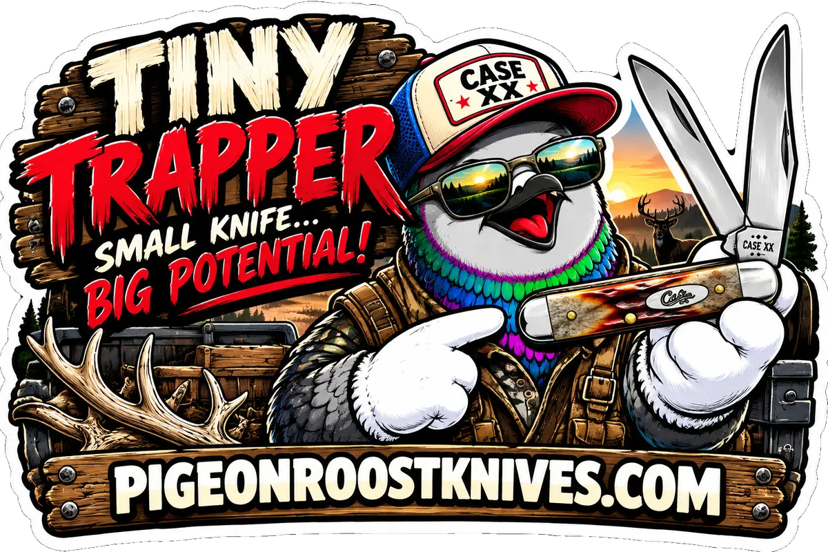 Case XX Tiny Trapper pocket knife – Pigeon Roost Knives pigeon mascot
