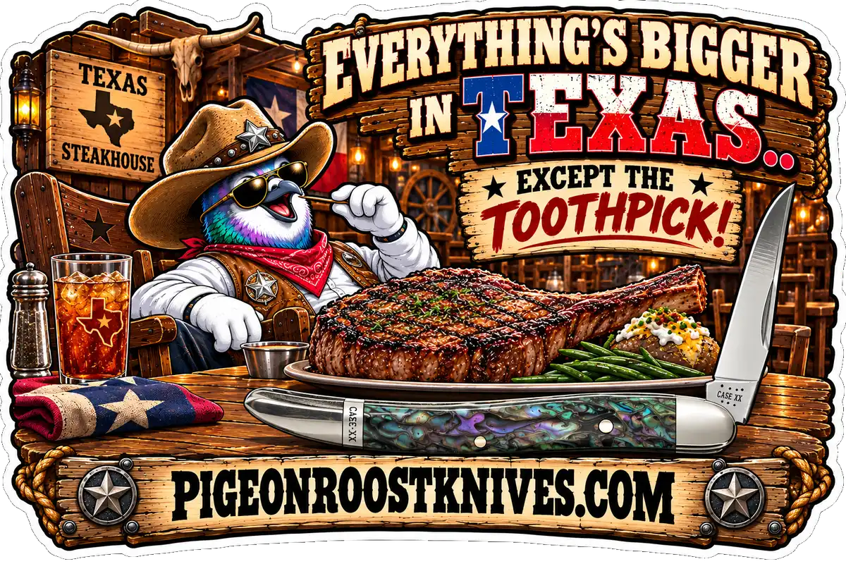 Case XX Toothpick pocket knife – Pigeon Roost Knives pigeon mascot